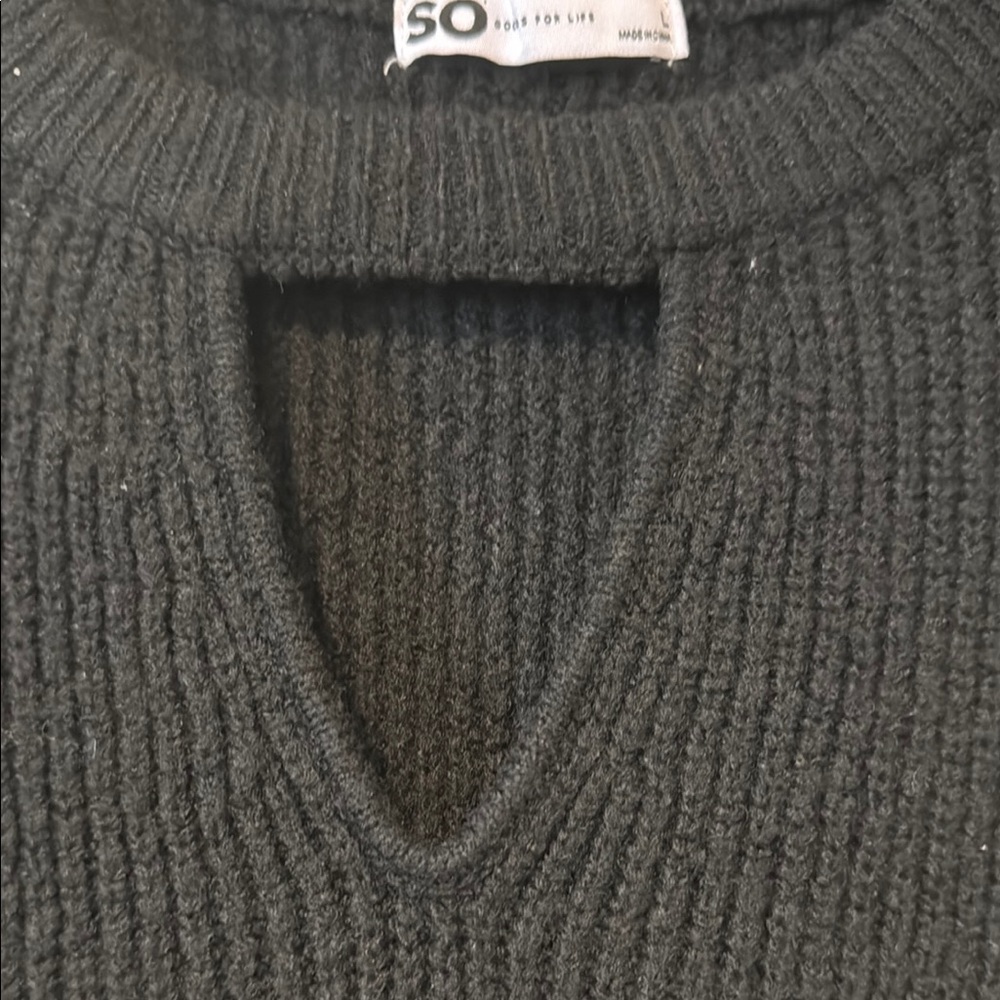 SO Black Knit Cutout Cap Ruffle Sleeveless Sweater large - Picture 5 of 9